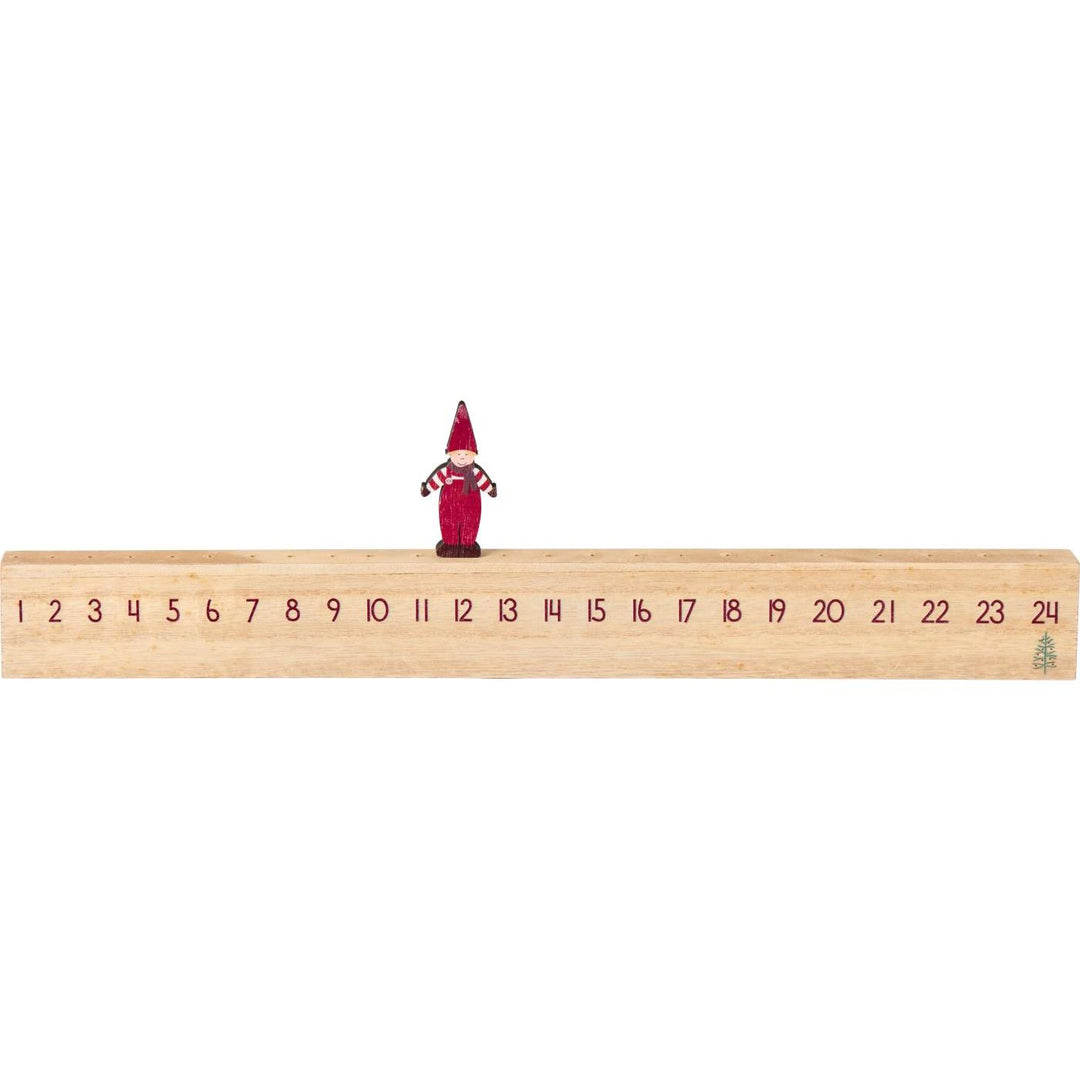 Wooden advent calendar with Santa's helper, perfect for countdown to Christmas, by Source for the Goose Devon.