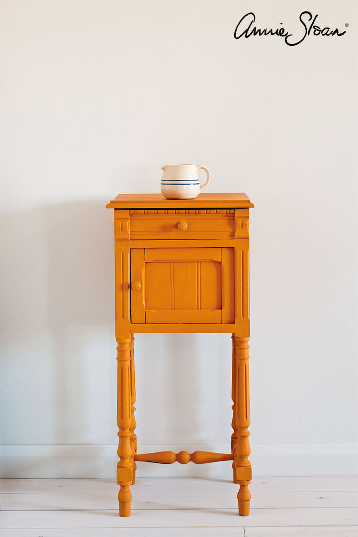 side table painted in Barcelona Orange Chalk Paint by Annie Sloan