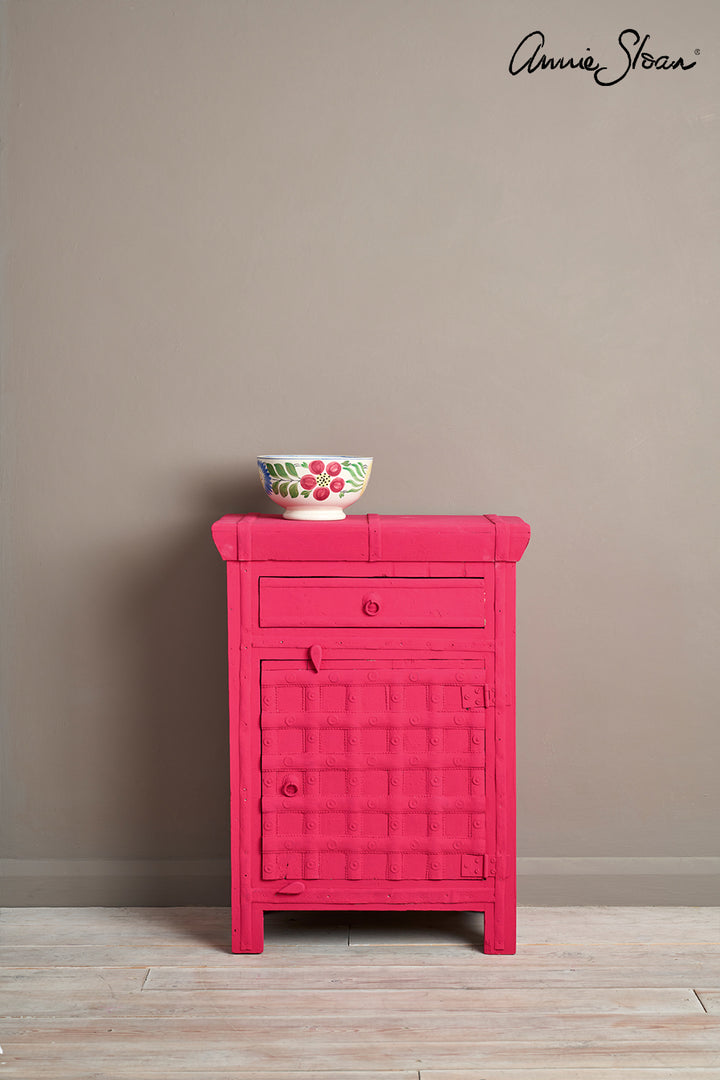 Bedside table painted in Annie Sloan Capri Pink Chalk Paint