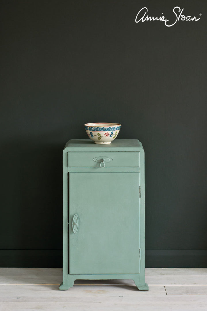 Side table painted in Annie Sloan Duck Egg Blue Chalk Paint