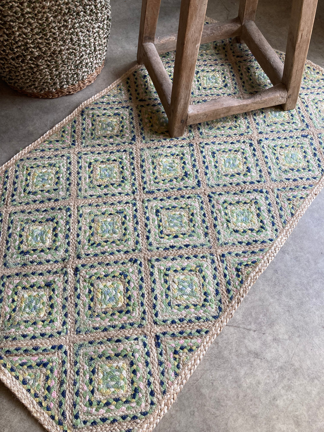 69 x 122cm Mint mosaic rug