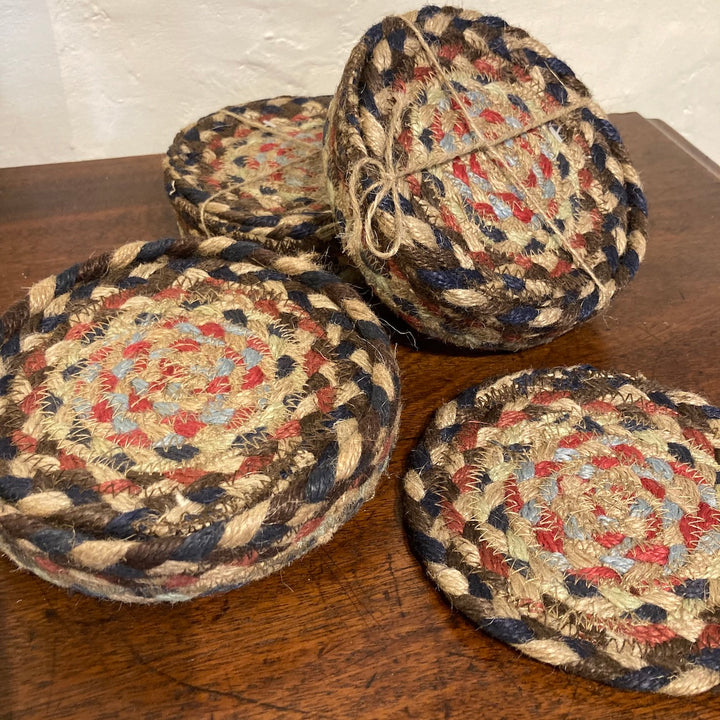 Round jute coasters by The Braided Rug Company 