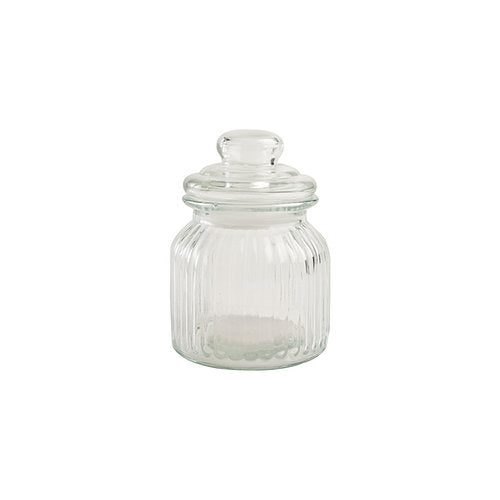 Tg Green  Small Ribbed Glass Jar