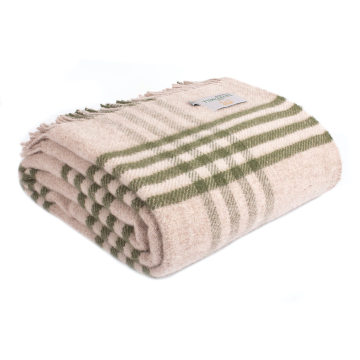 Tweedmill Hex Check wool blanket olive green