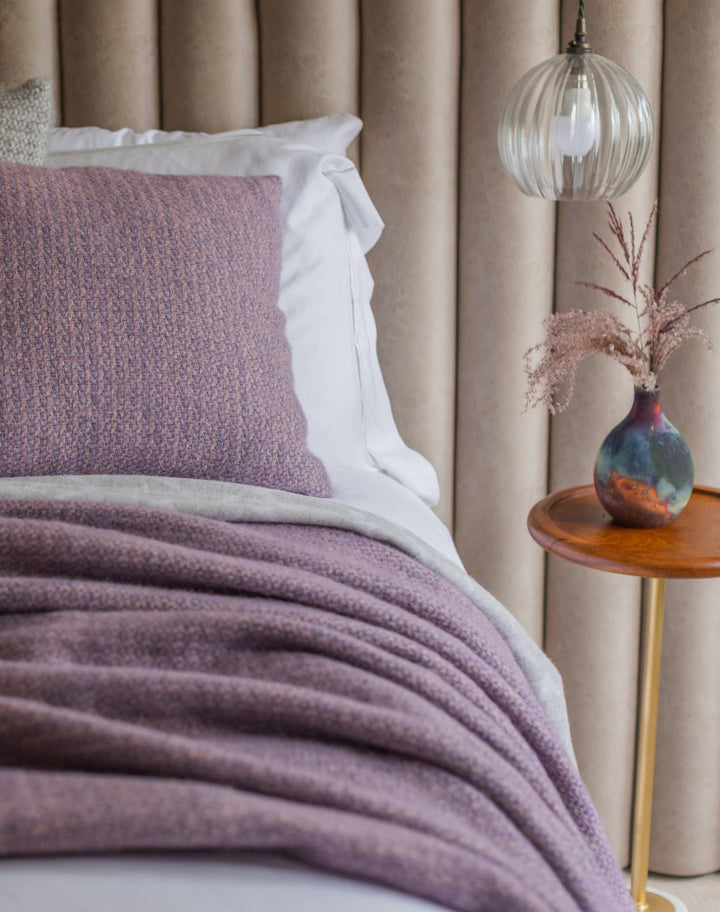 Lavender coloured wool blanket for sale at Source for the Goose, Devon, UK