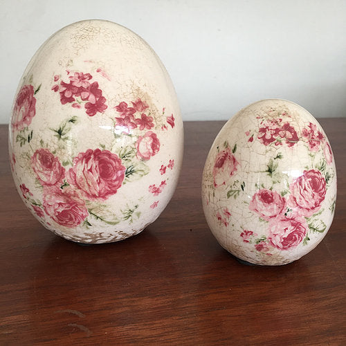 Large Vintage Style Pink Rose Egg