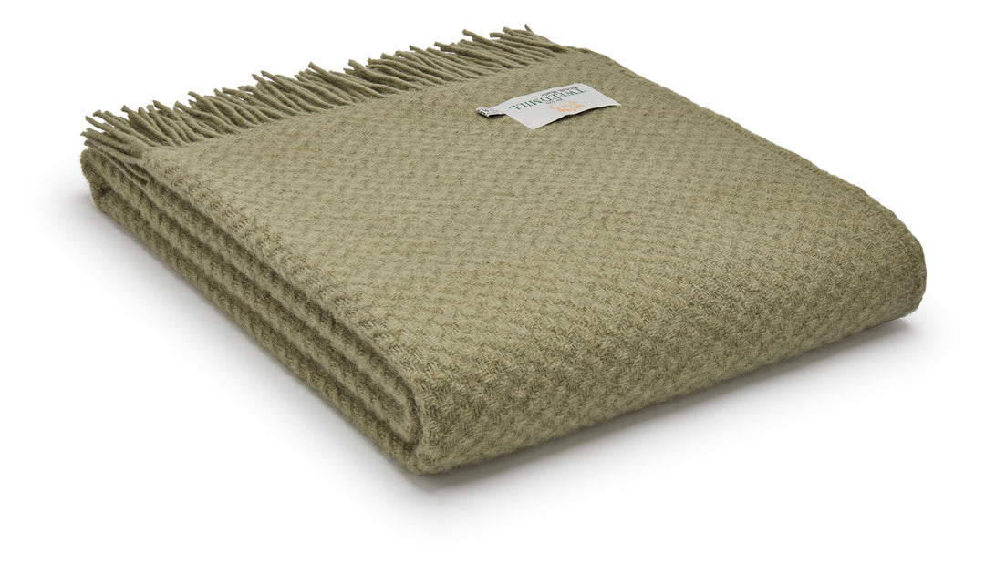 Tweedmill Sage Green Wafer Throw for sale at Source for the Goose, Devon, UK