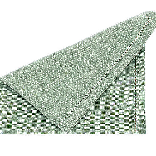 Set of Four Moss Green Chambray Napkins by Waltons of Yorkshire