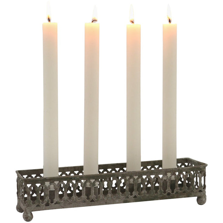 zinc candle holder tray for four candles for sale at Source for the Goose, Devon, UK