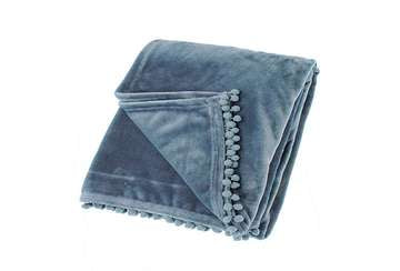 Cashmere touch throw in smoke blue by Waltons of Yorkshire