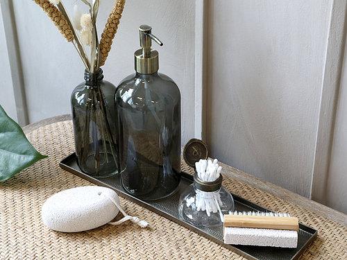 Dark Glass Soap Dispenser, to buy at Source for the Goose interiors