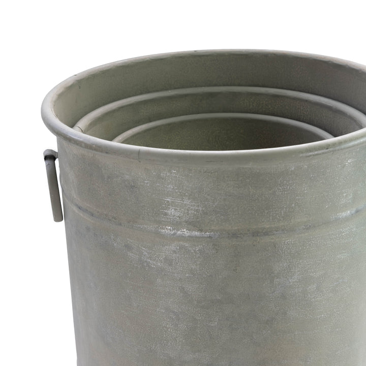 vintage style metal planters with handles