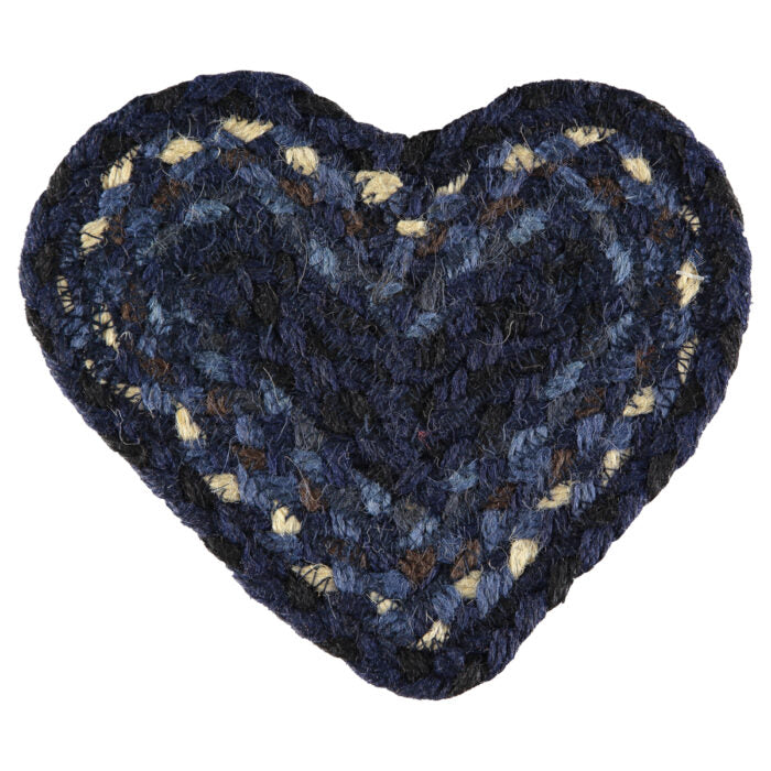 heart shaped jute coaster in Indigo Blue for sale at Source for the Goose,Devon, UK