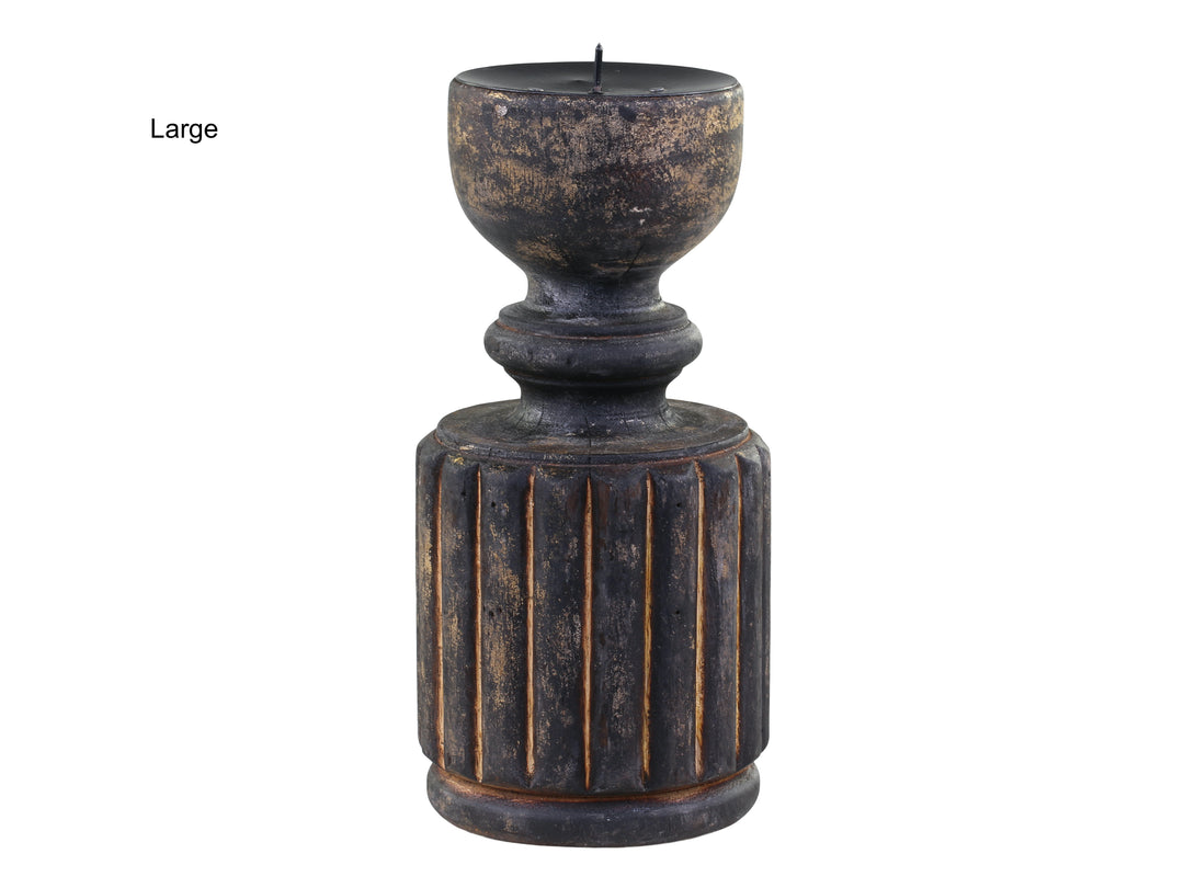 large rustic wooden candle holder by Chic Antique for sale at Source for the Goose, Devon