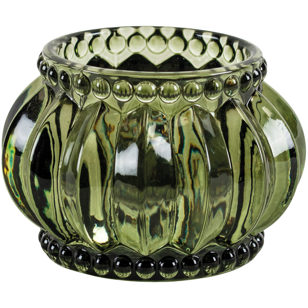 Set of Three Moss Green Glass Votives for sale at Source for the Goose, Devon, UK