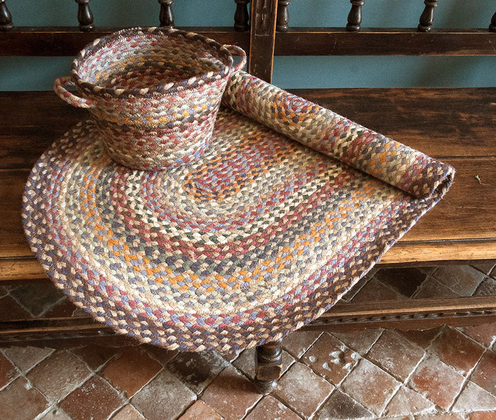 Misty Blue Oval Jute Braided Rug at Source for the Goose, Devon
