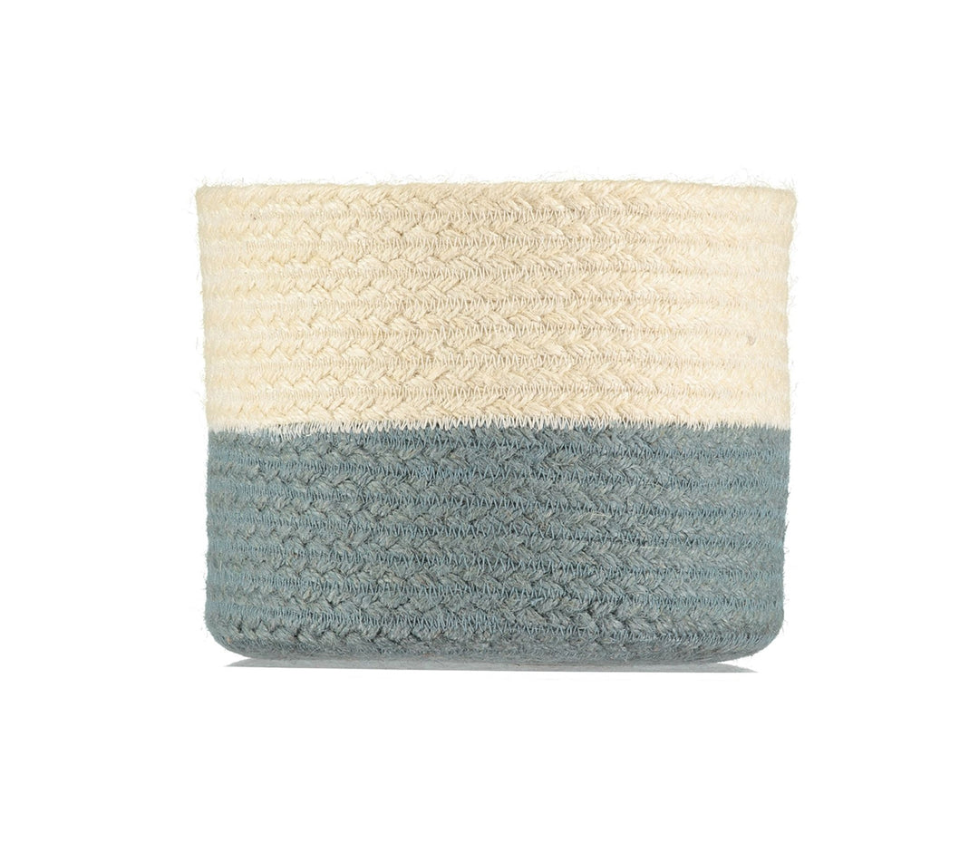 Small Two Tone Thistle Blue Jute Basket