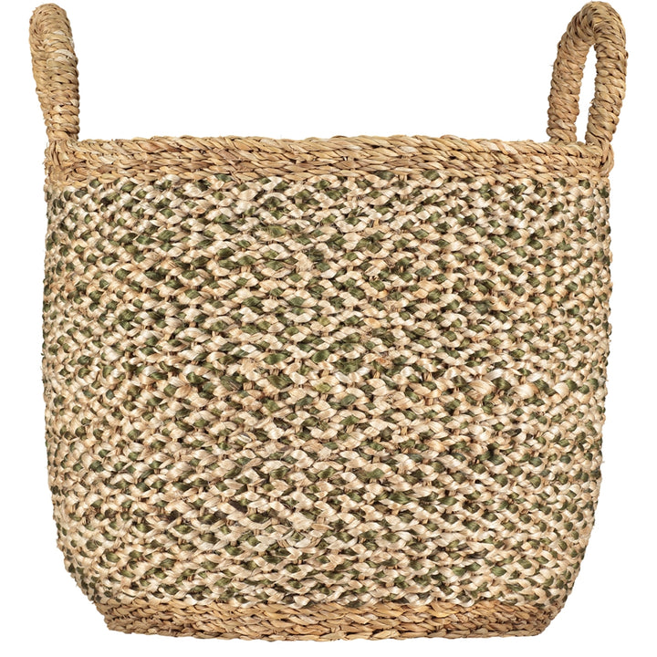 Olive Green Jute Log Basket from the Braided Rug Company 