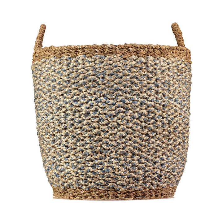 Thistle Blue Organic Jute Log Basket for rustic interiors