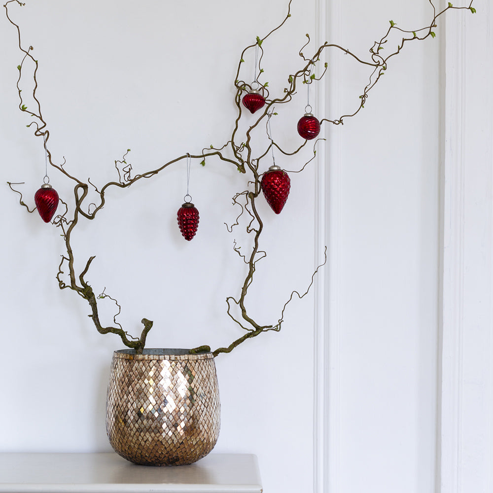 hanging red glass decorations