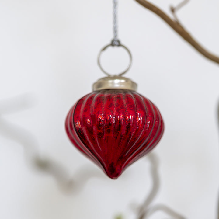 ribbed red glass bulb decoration