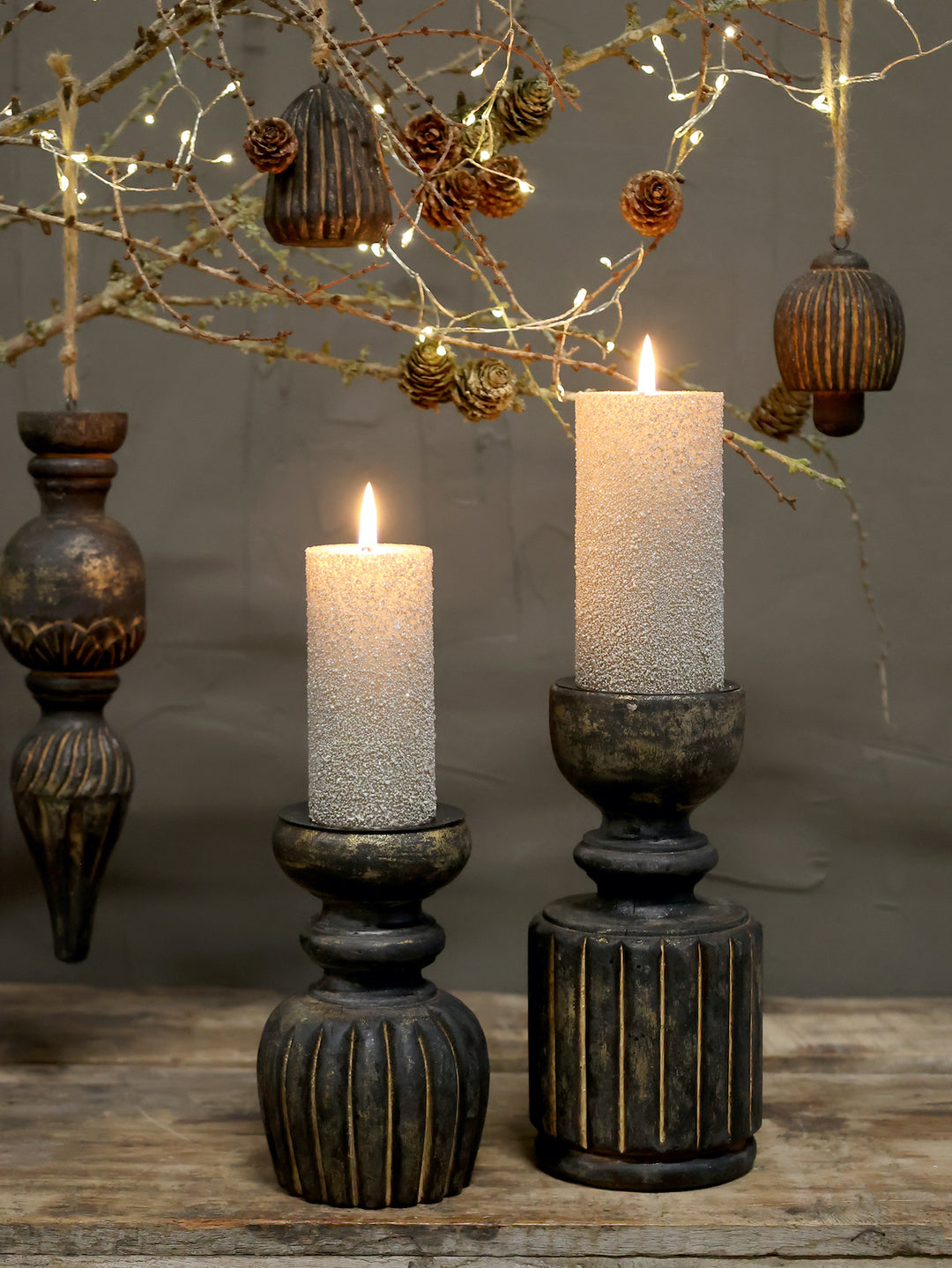 wooden candlesticks for sale at Source for the Goose, Devon, UK