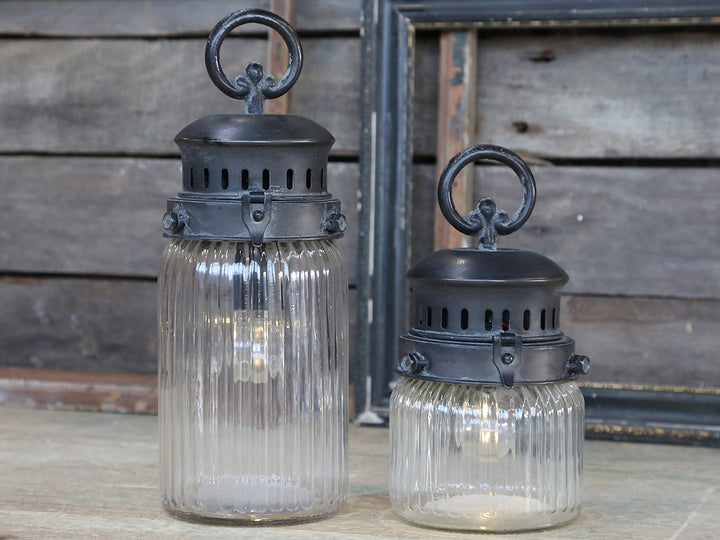 ribbed glass lantern by Chic Antique for sale at Source for the Goose, Devon