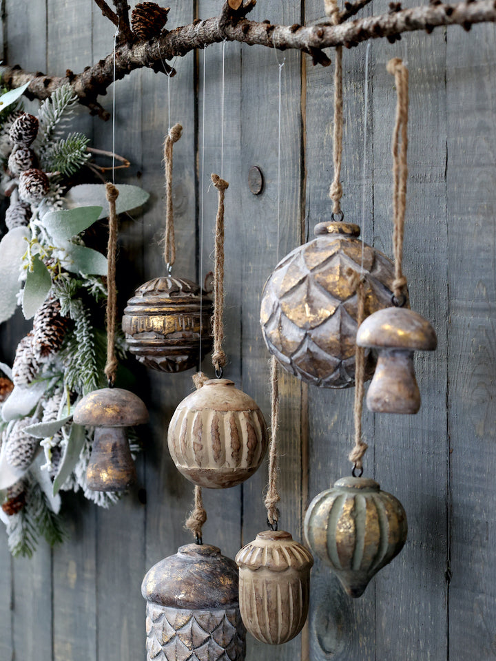 rustic christmas decorations for sale at Source for the Goose, devon, UK