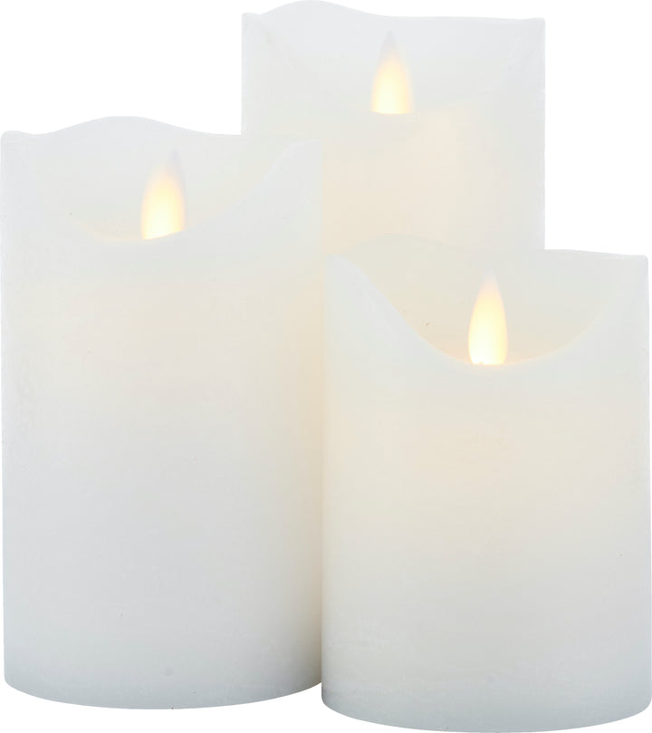 set of 3 warm white LED Church candles