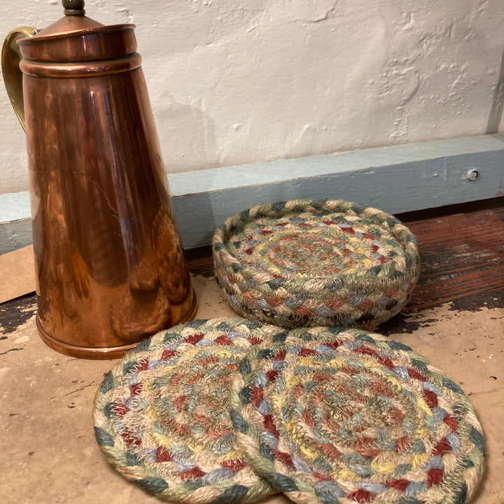the braided rug company jute coasters in pampas