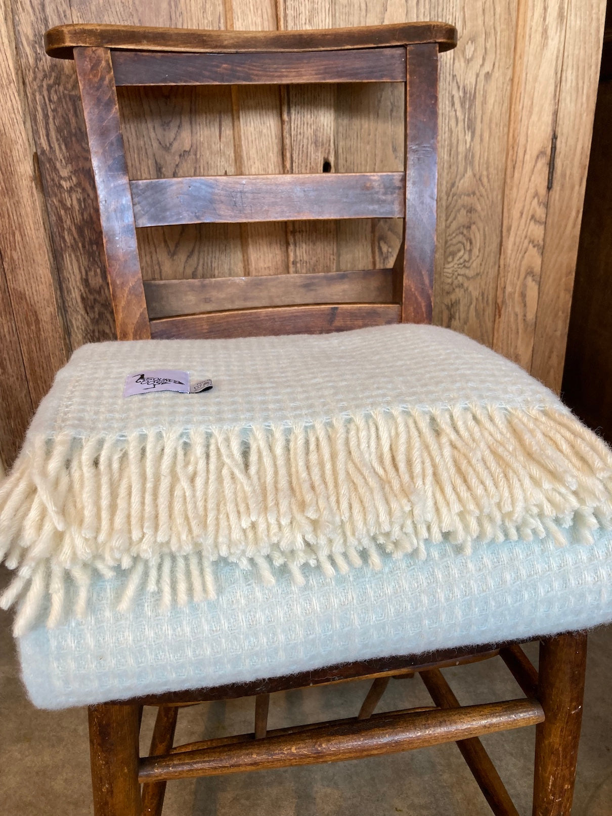 Tweedmill Waffle Pale Blue Frost Wool Blanket Source for the Goose