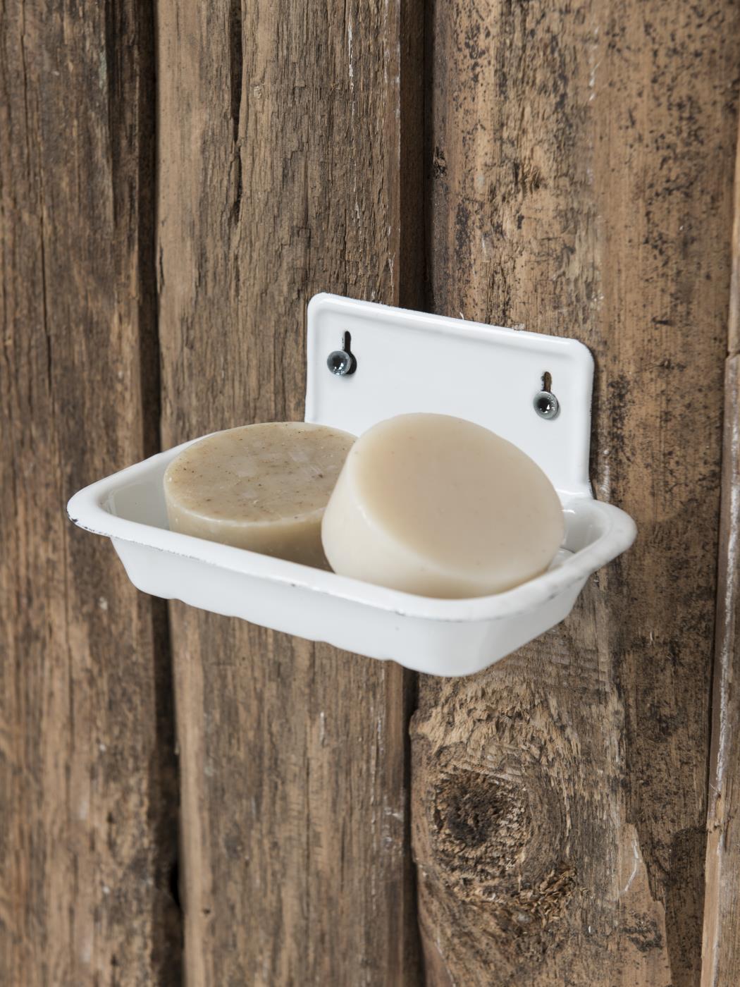 IB Laursen white enamel soap dish for sale at Source for the Goose, Devon, UK