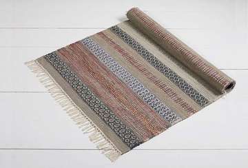 Walton & Co wool/cotton mix rug in terracotta, slate and natural colour Sky Rug