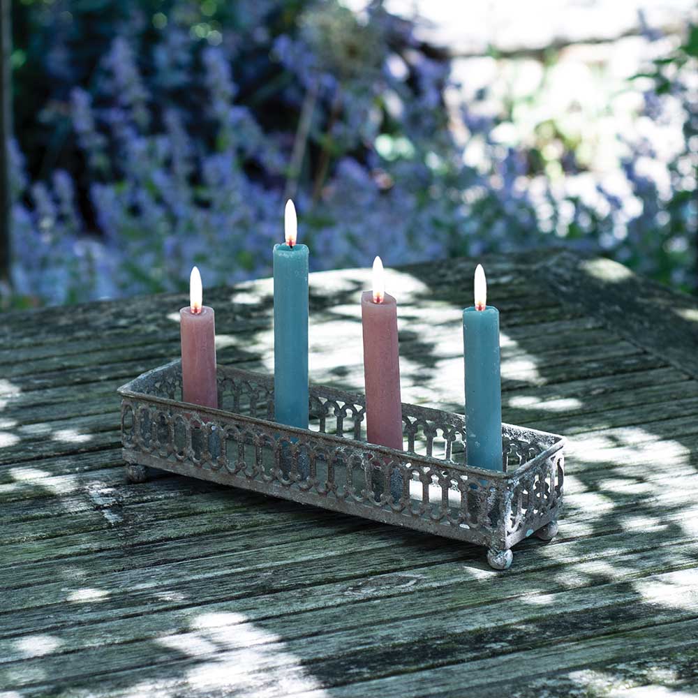 decorative zinc candle holder tray by Grand Illusions for sale at Source for the Goose, Devon, UK